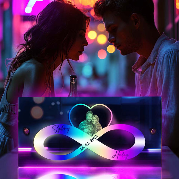 Personalisierter Spiegel Led Personalisierte Foto und Datum Name Spiegel Licht Unendlichkeit Herz Paar Wanddekorationen für Liebhaber