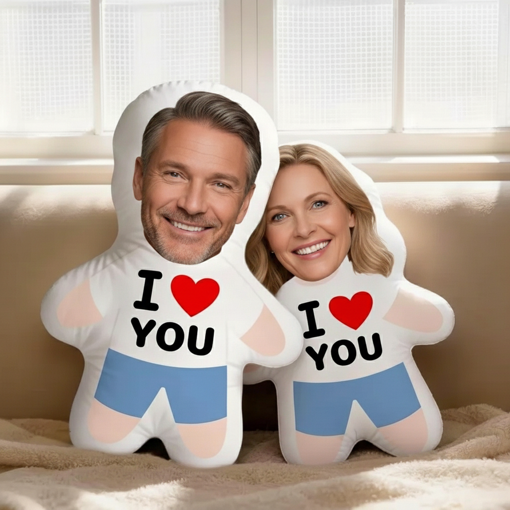 Geschenk zum Valentinstag Ich Liebe Dich Minime Wurfkissen Individuelles Gesicht Teddy Personalisiertes Foto Minime Kissen