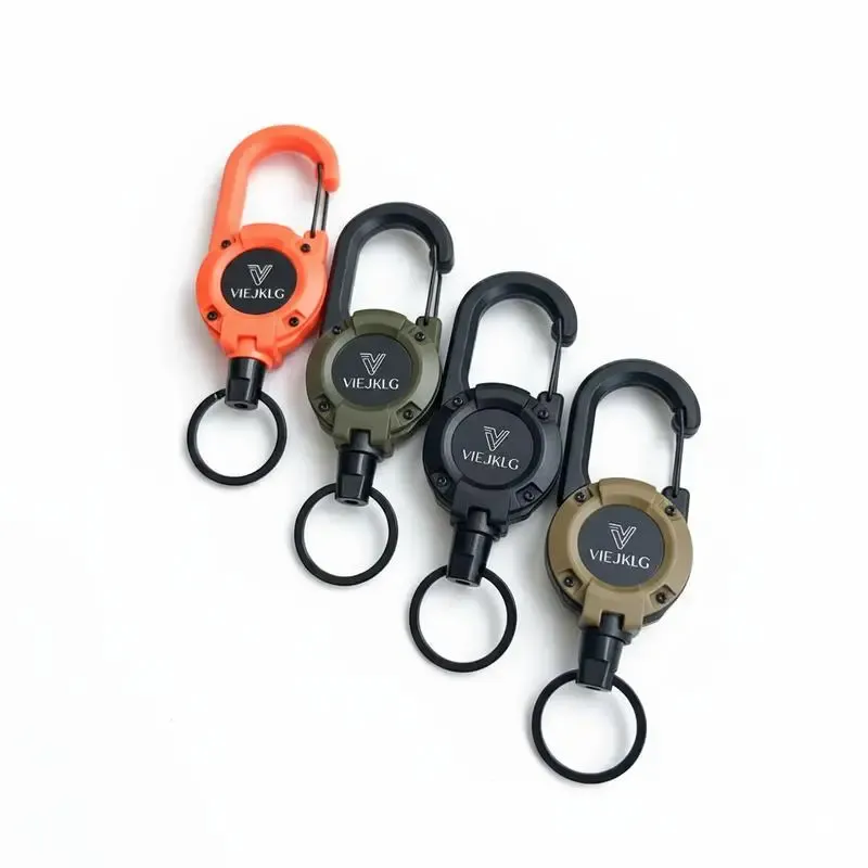 3-in-1 neuer multifunktionaler Karabiner-Schlüsselanhänger mit einziehbarer Zugrolle, starke Stahldrahtseil-Schnalle, Outdoor-Sport-Schlüsselanhänger-Werkzeug, Schlüsselanhänger-Zubehör