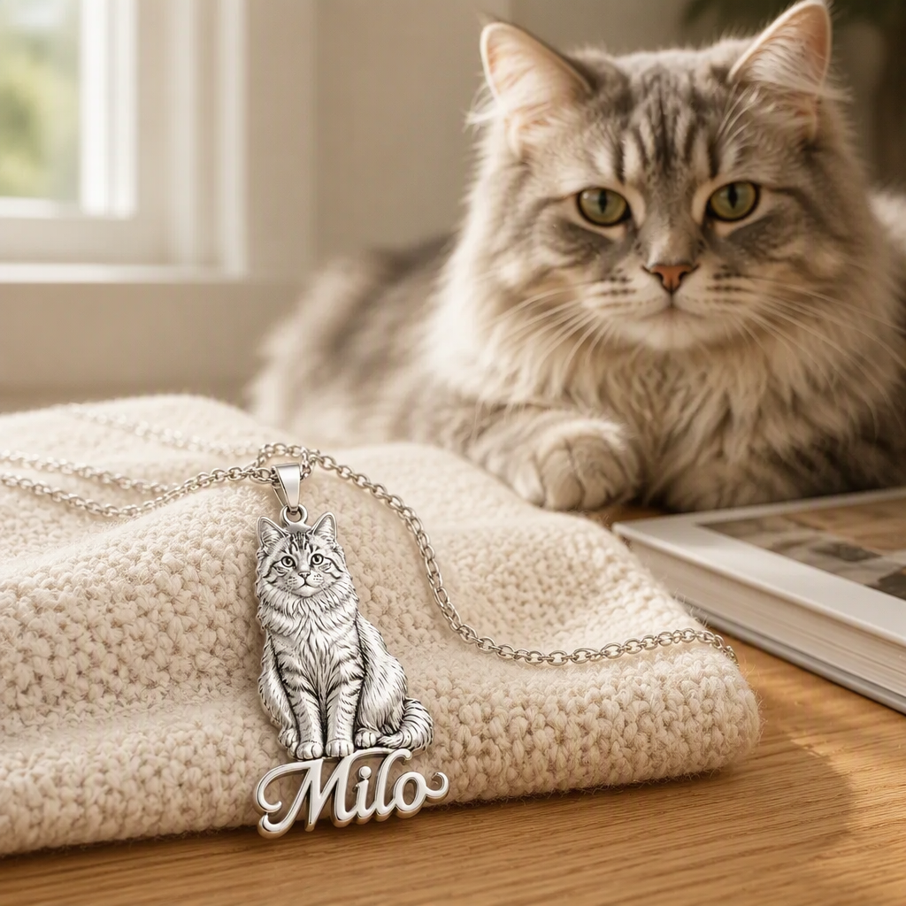 Personalisierte Halskette Mit 3D-Relief-Ganzkörper-Haustierportrait Aus 925er Sterlingsilber, Individueller Foto-Namensanhänger, Geschenk Für Haustierliebhaber
