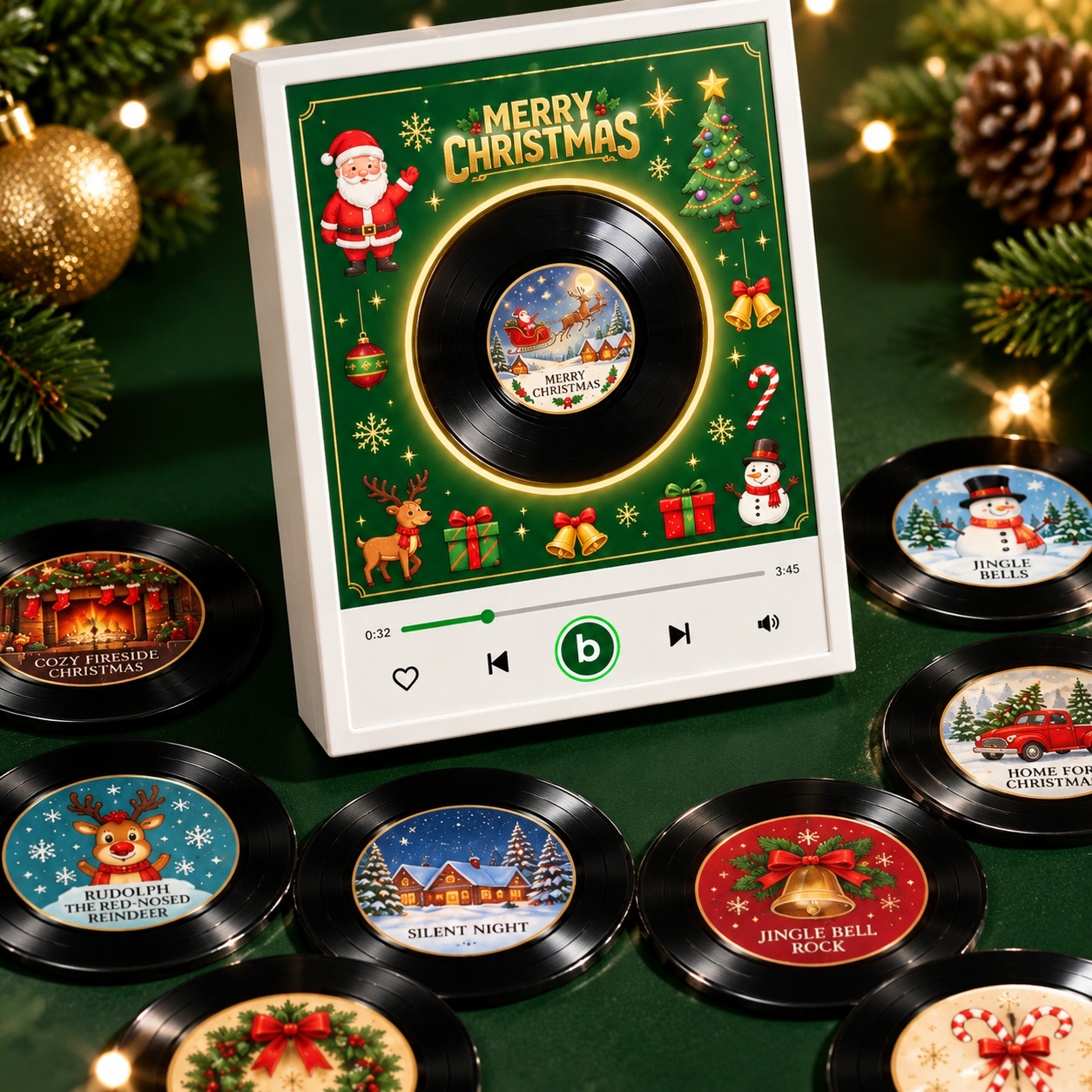 Weihnachts-Schallplattenspieler-Geschenkset Mit 9 Festlichen Titeln – Einzigartige Weihnachtsdekoration Und Klangerlebnis