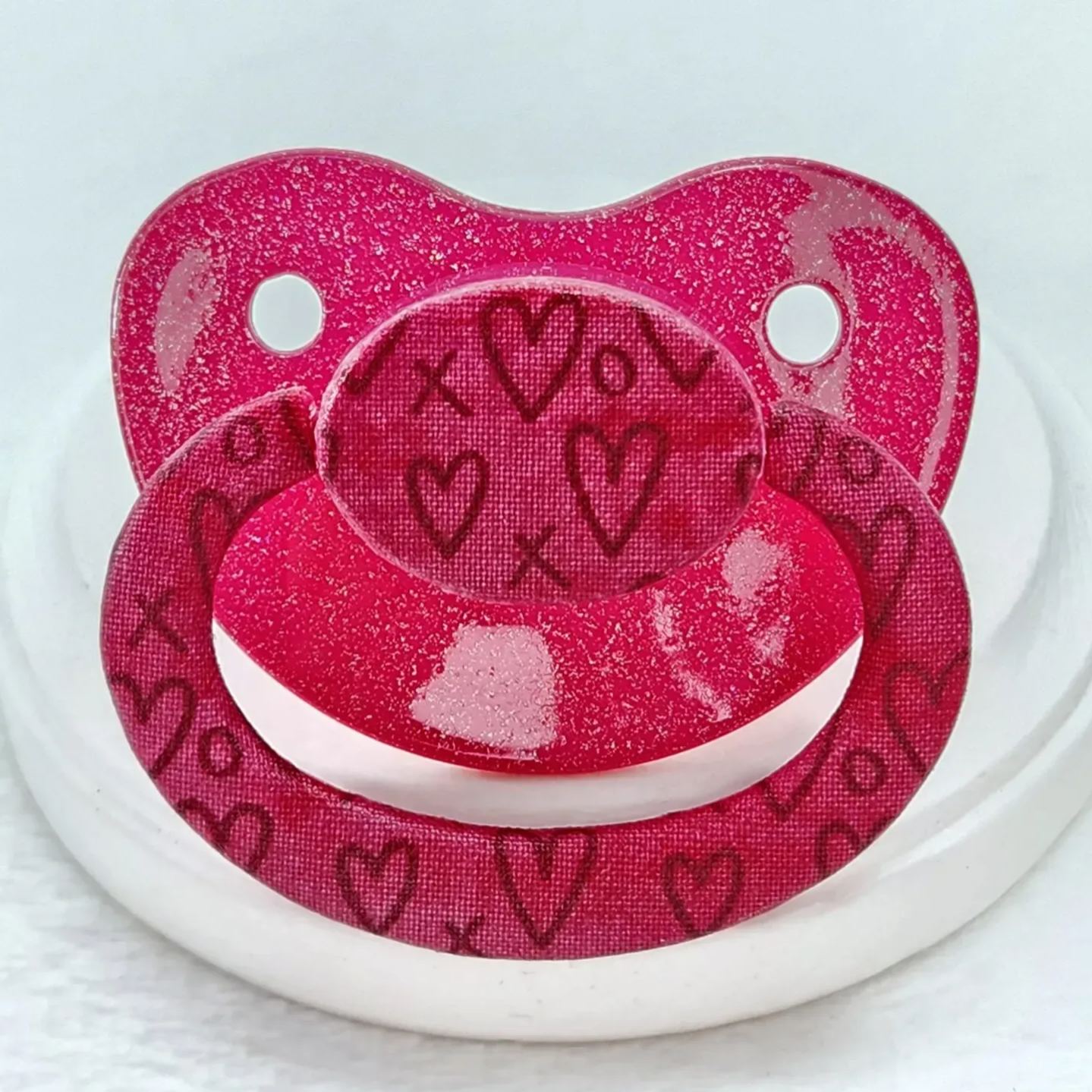 Sparkles & Hearts Erwachsenengrösse Wasserdichter Stoff Verzierter Schnuller Für Erwachsene Und Babys