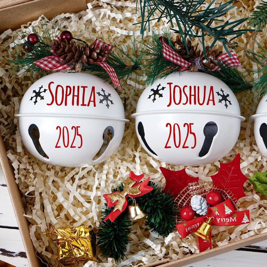 Personalisierter Christbaumschmuck, Individuell Gestaltete Glöckchen-weihnachtsbaumkugel (2025), Christbaumschmuck, Personalisierte Glöckchen-weihnachtsdekoration, Weihnachtsgeschenk