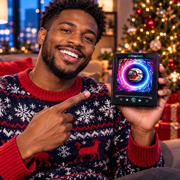 Weihnachtsgeschenke Minimalistisches Retro-Musikdekor Für Stadtbewohner – LED-Kühlschrank-Kunstrahmen Mit Rotierendem Vinyl-MagnetFridgebeats V6.0