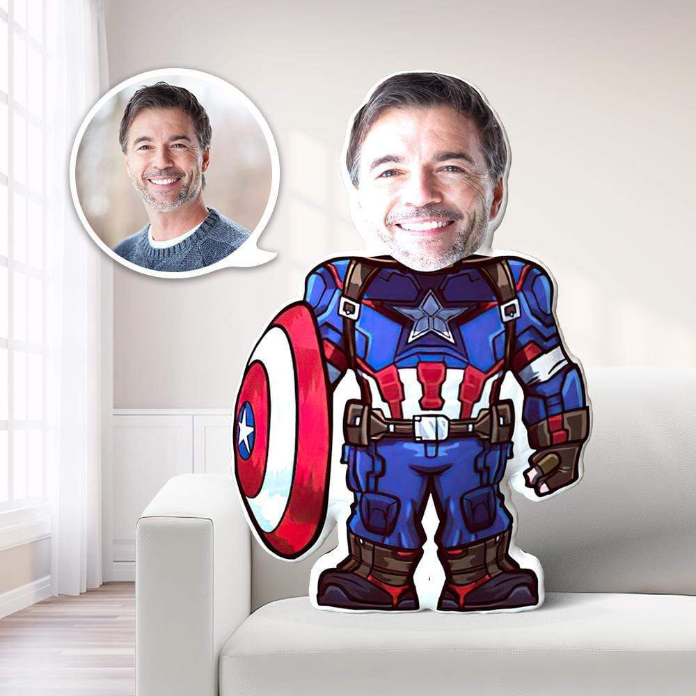 Captain America Photo Pillow Boy Face Pillow Personalized Men Pillow Custom Costume Pillow Doll - GiftLabca
