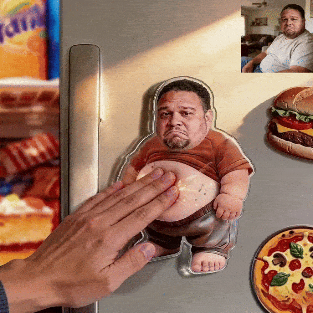 Personalized Squishy Photo&Music Fridge Magnet – Custom Photo Character Squeeze Belly Magnet with Built-in Sound, Funny Gift for Family & Couples - GiftlabCA