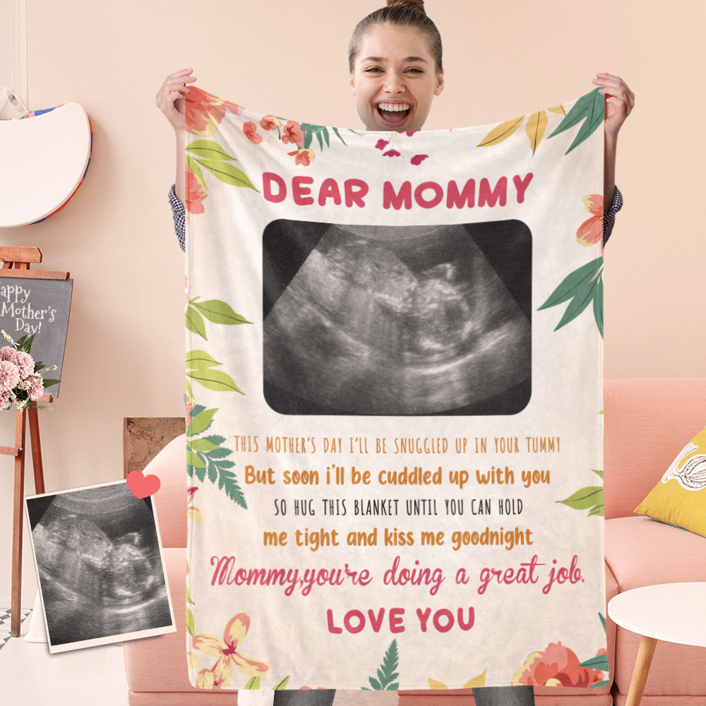 Mother's Day Blanket Personalized Ultrasound Blanket Gift for New Mom