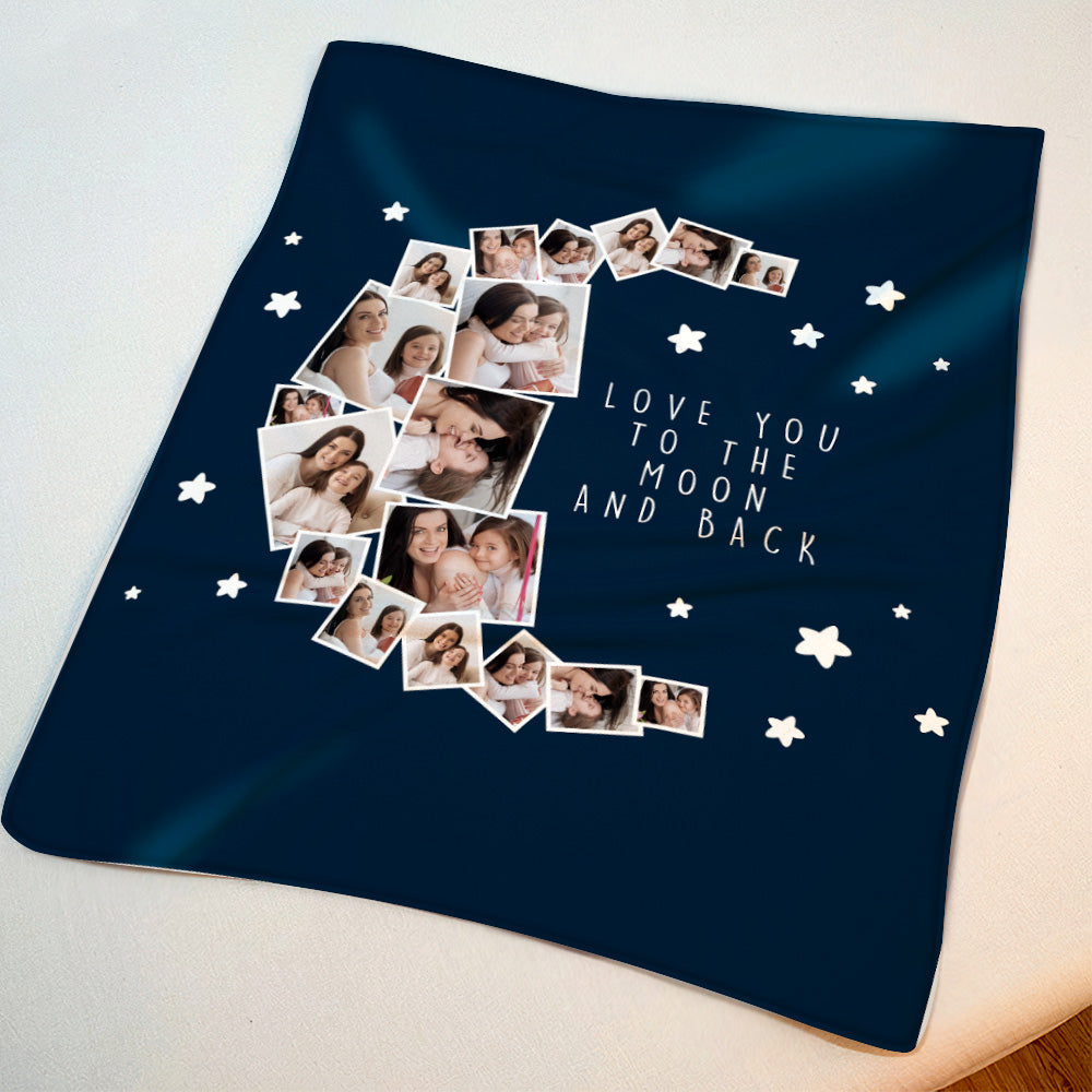 Mother's Day Custom Blanket Gift for Mom Love You to the Moon and Back