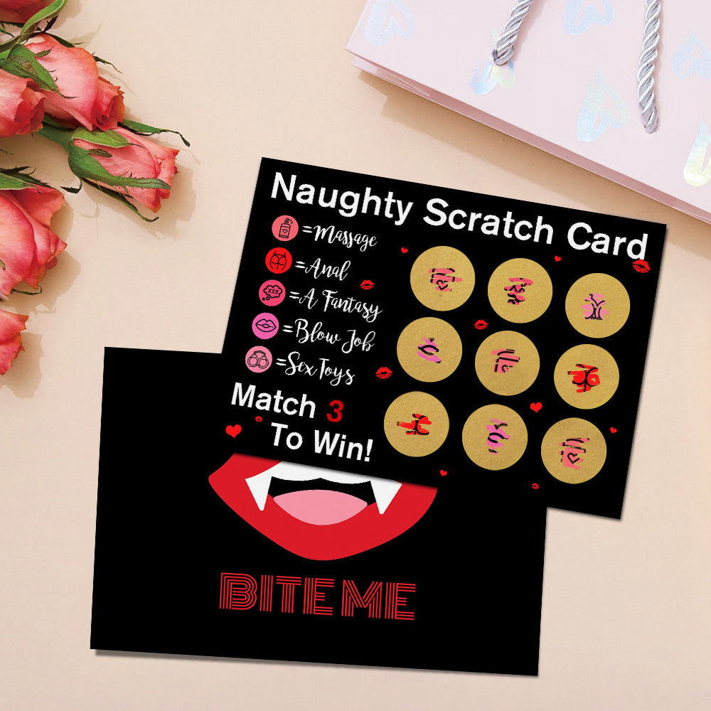 Valentine's Day Naughty Scratch Card Black Funny Scratch off Card Match 3 to Win Card