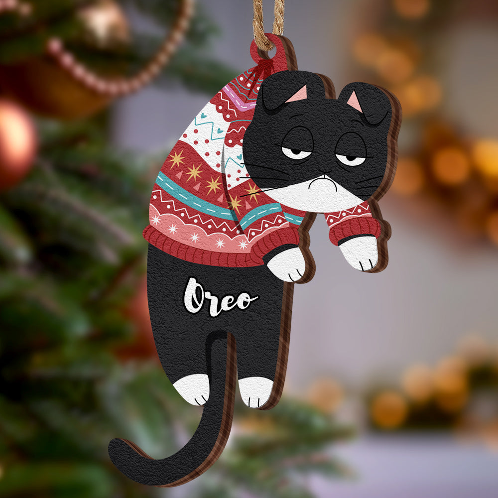 Personalized Wooden Ornament Hanging Cat Christmas Gifts