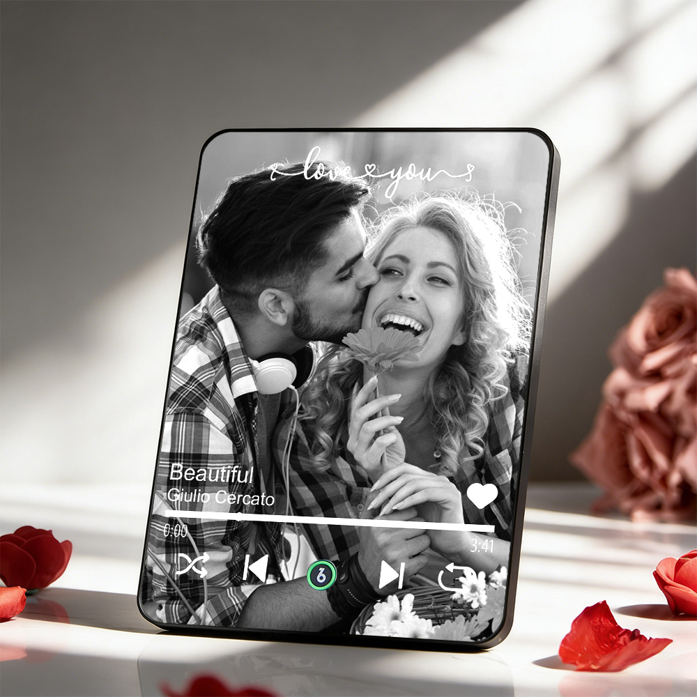 Music Plaque Custom Player Personalized Acrylic Song Frame Anniversary/Wedding Gift Add Photo & Song