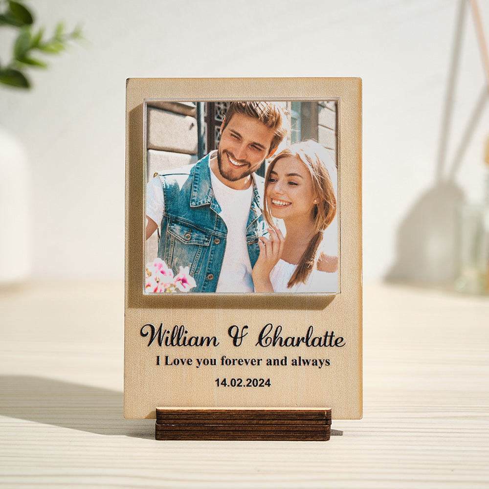 Custom Photo Wood Frame with Personalzed Text 1-4 Photos