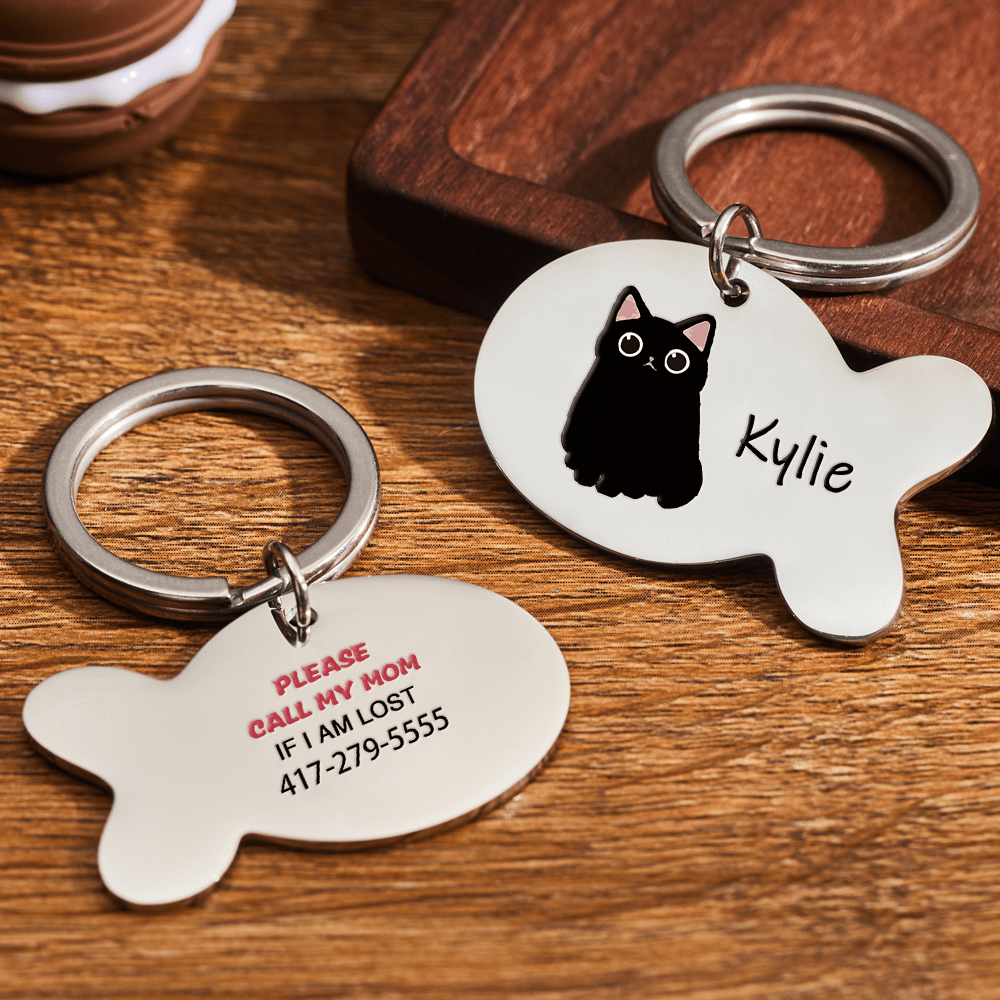Custom Cat Tags Custom Fish Cat ID Tag IF I AM Lost Cat Tag - GiftLabca