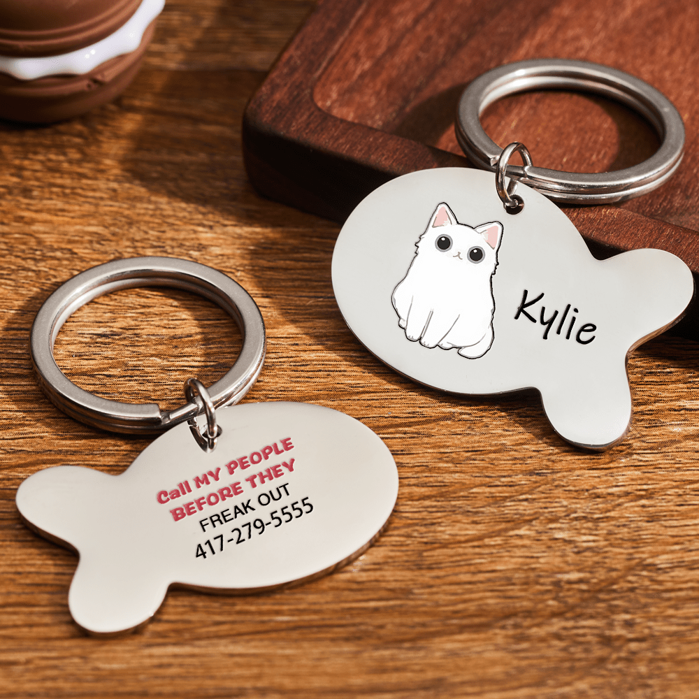 Personalized Cat Tags Custom Fish Cat ID Tag Call My People Cat Tag Cat Gifts - GiftLabca