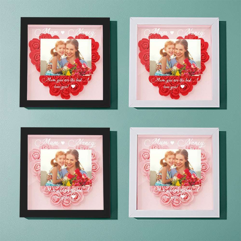 Custom Photo Flower Shadow Box Personalized Flower Shadowbox Frame Gifts for Mom
