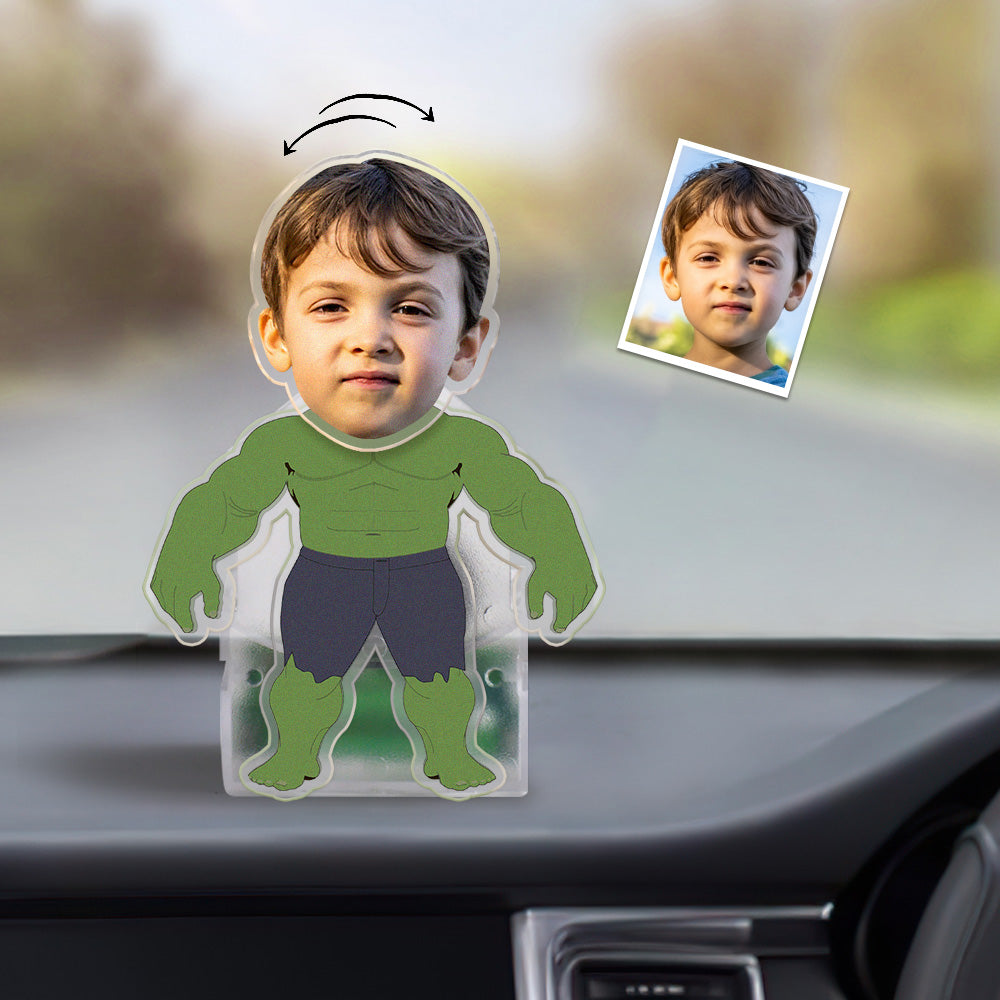 Custom Photo Shaking Head Ornament Personalized Hulk Car Dashboard Decoration Home Desktop Ornament - GiftLabuk