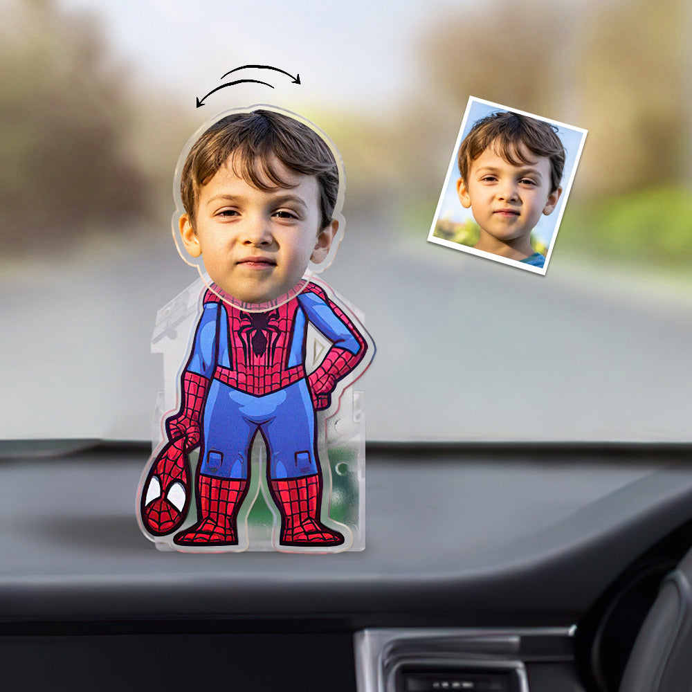 Custom Face Spider Man Shaking Head Ornament Personalized Car Dashboard Decoration Home Desktop Ornament - GiftLabuk