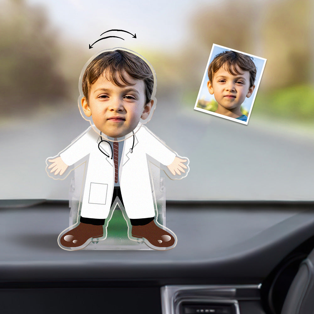 Custom Face Doctor Shaking Head Ornament Personalized Car Dashboard Decoration Home Desktop Ornament - GiftLabuk