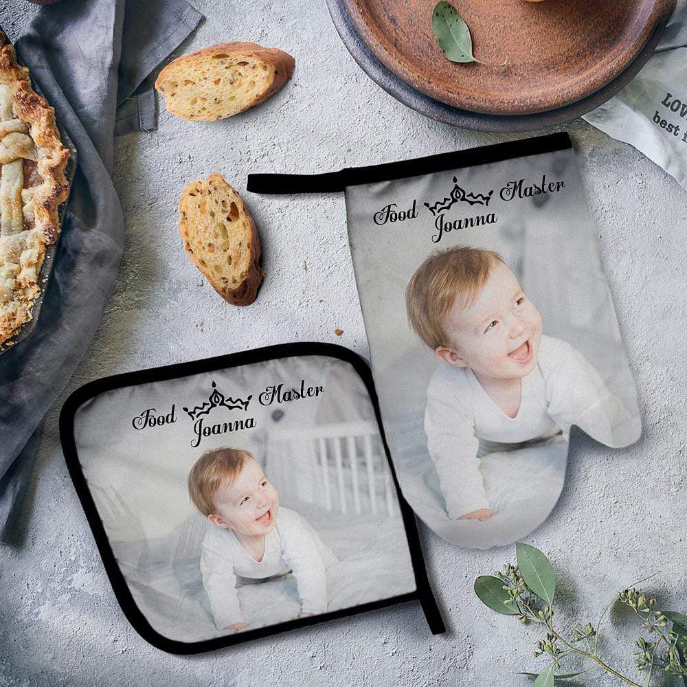 Custom Oven Mitts & Pot Holders Set Baking Set Kitchen Gift For New Mom