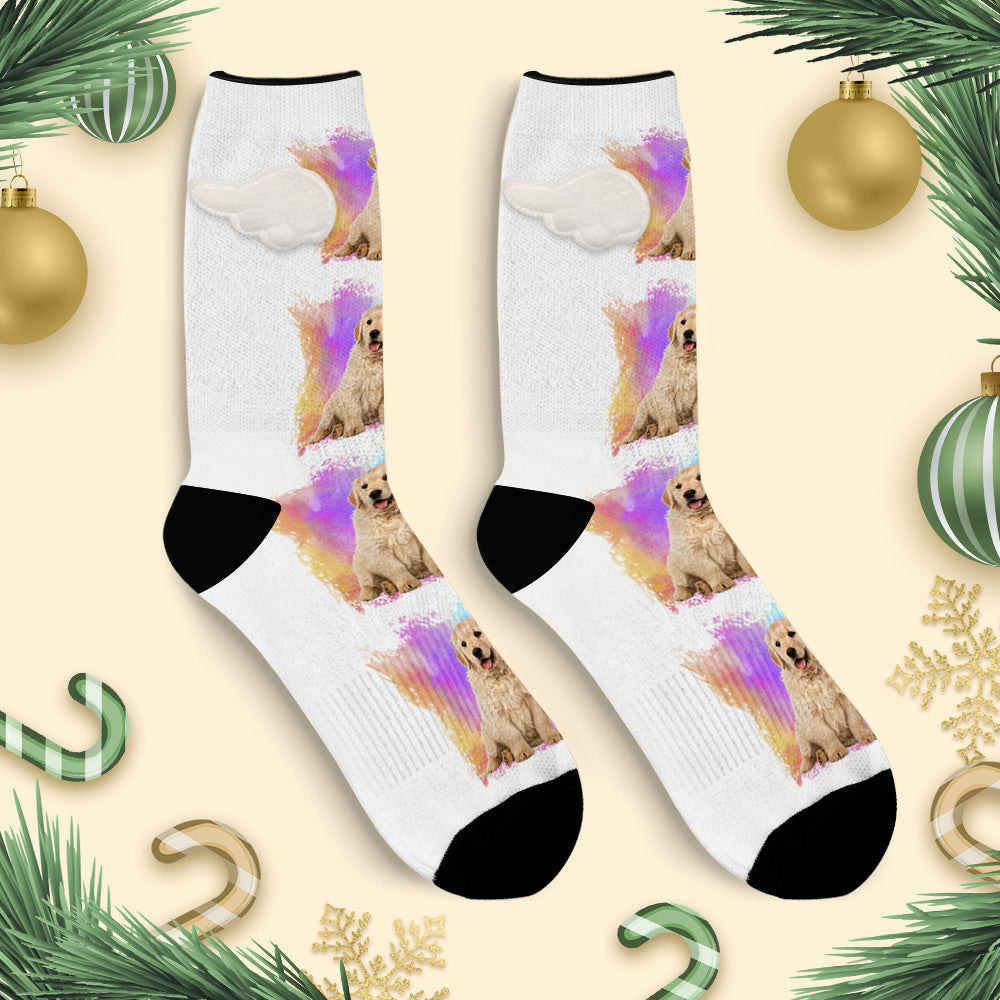 Custom Dog Photo Socks 3D Magnetic Wing Socks for Pet Lover - GiftLabca