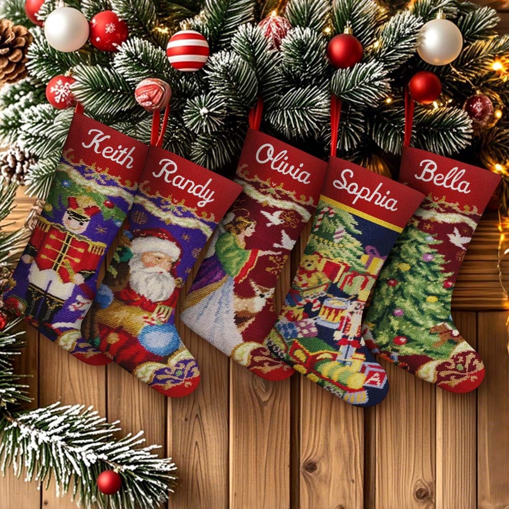 Custom Name Christmas Stockings Personalized Needlepoint Stocking Custom Name Christmas Stockings Christmas Gifts
