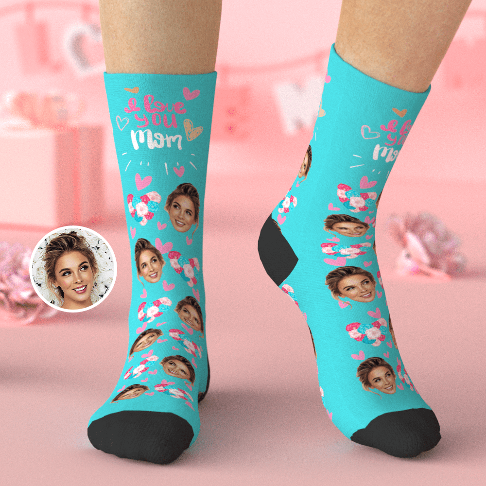 Custom Socks with Face Personalized Mother's Day Gifts I Love Mom