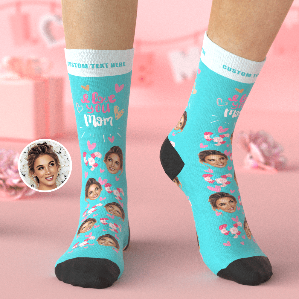 Custom Socks with Face Personalized Mother's Day Gifts I Love Mom
