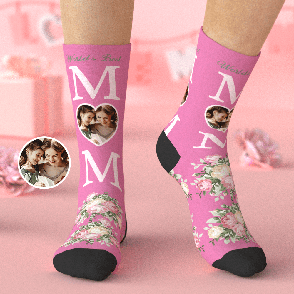 Custom Photo Socks Personalized Mother's Day Gifts The World's Best Mom