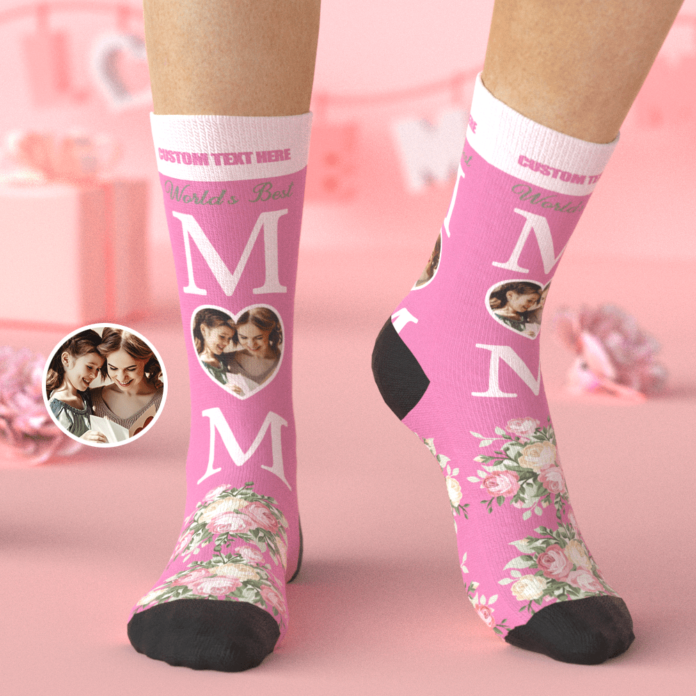 Custom Photo Socks Personalized Mother's Day Gifts The World's Best Mom