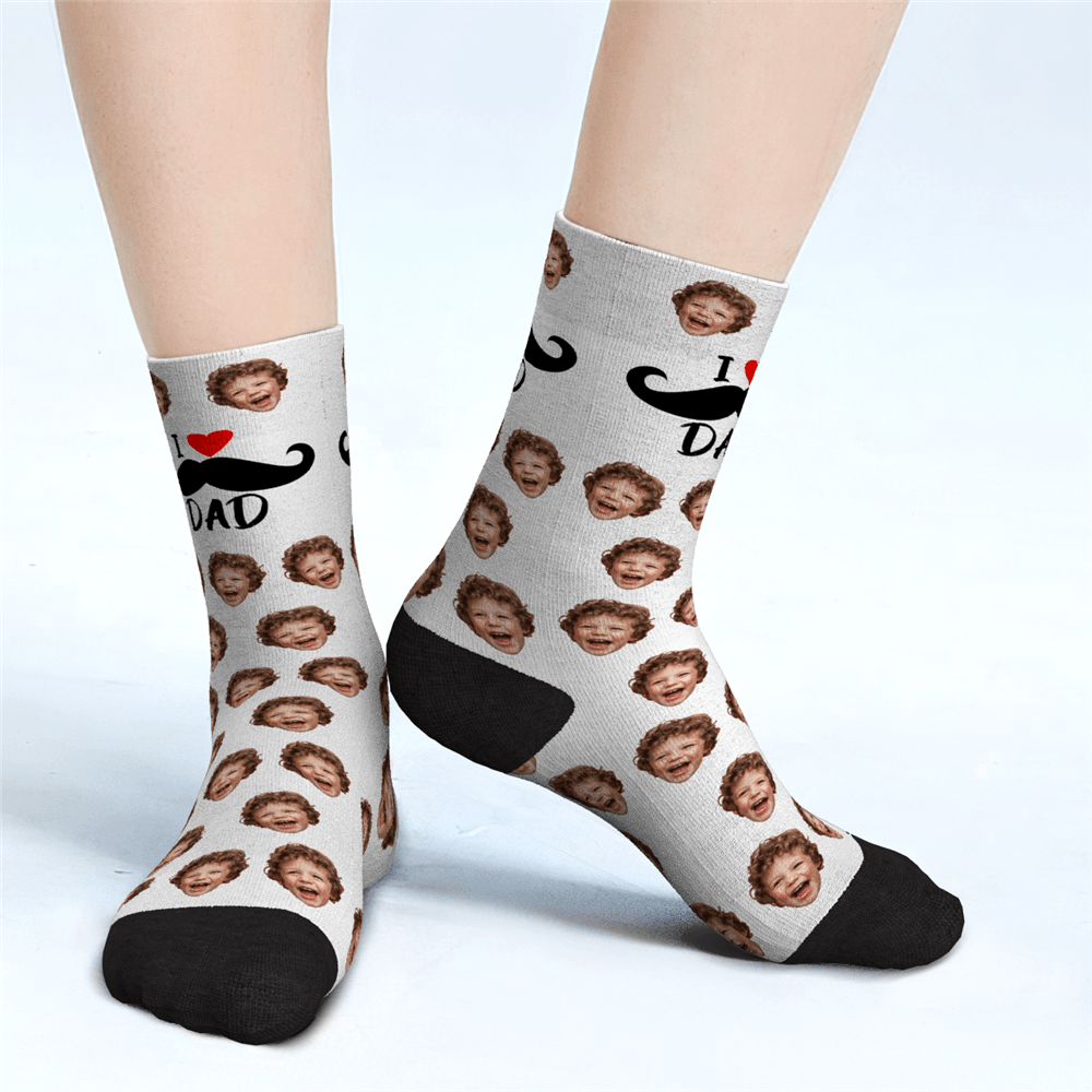 Custom Face Socks For Dad - I Love Dad Gifts for Dad