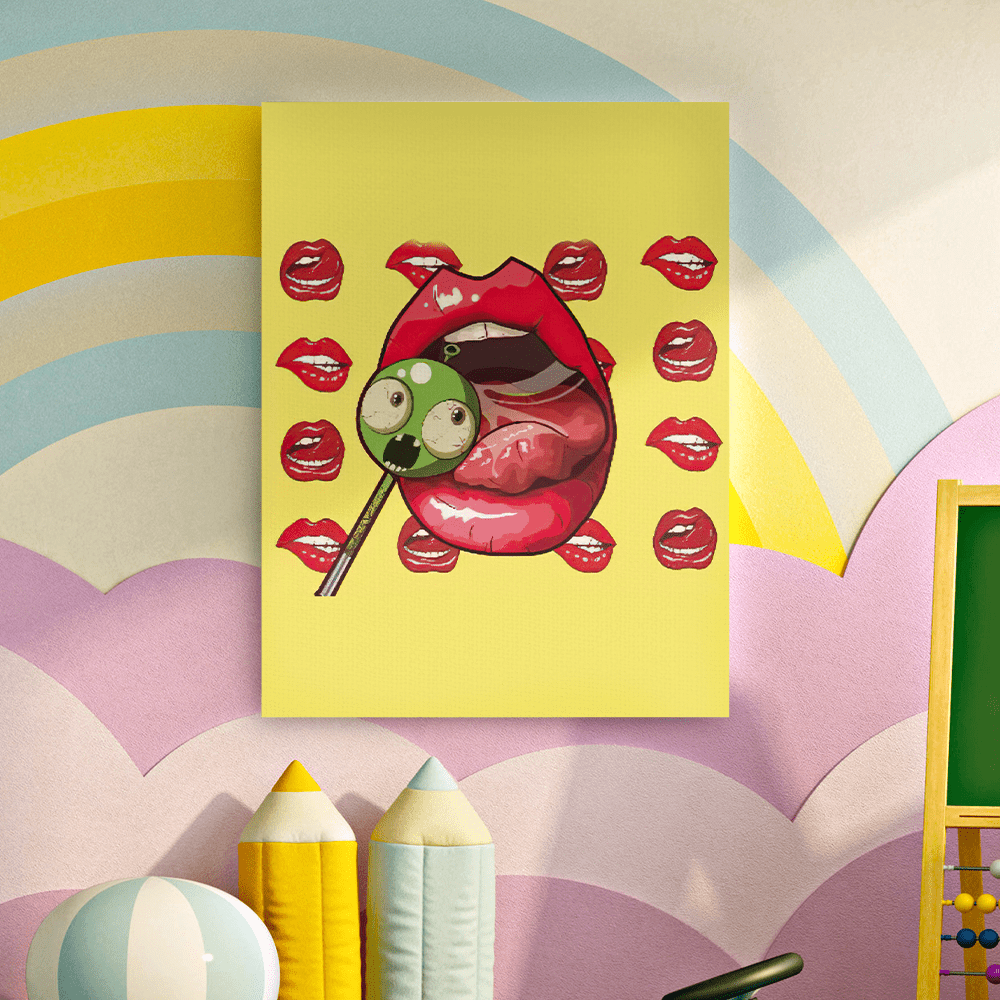 Funny Wall Art Lollipop Lick Trippy Drawings Canvas - GiftLabuk