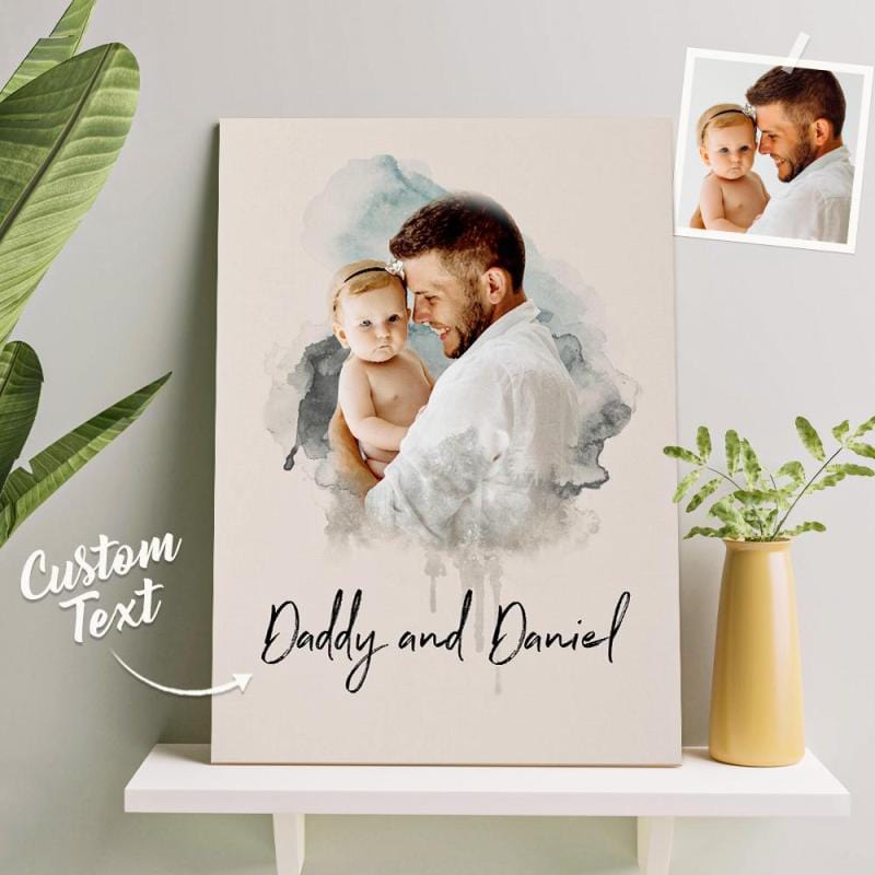 Custom Wall Art Personalized Watercolor Photo Aquarelle Oil Painting Gifts for Dad