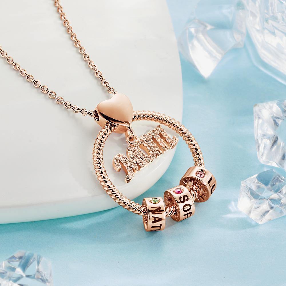 Custom Engraved Necklace With One Birthstone Gifts For Mom - Rose Gold