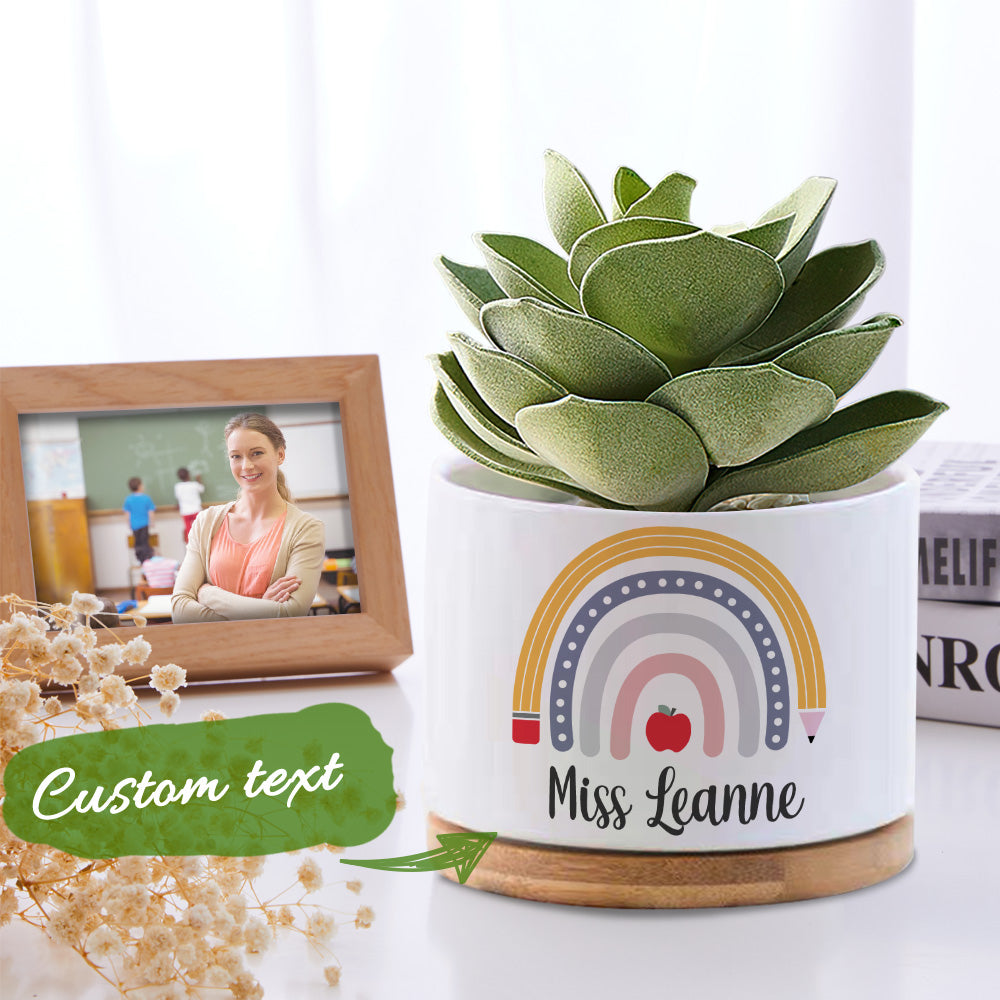 Personalized Teacher Flower Pot Rainbow Planter Back to School Gift for Teacher - GiftLabca
