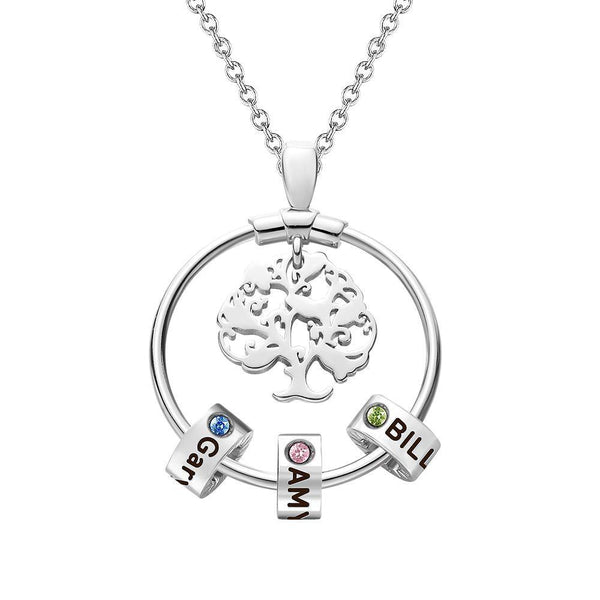 Engraved Necklace With Birthstones and Names Gifts for Family - Tree