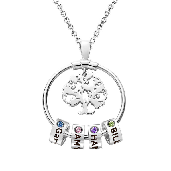 Engraved Necklace With Birthstones and Names Gifts for Family - Tree