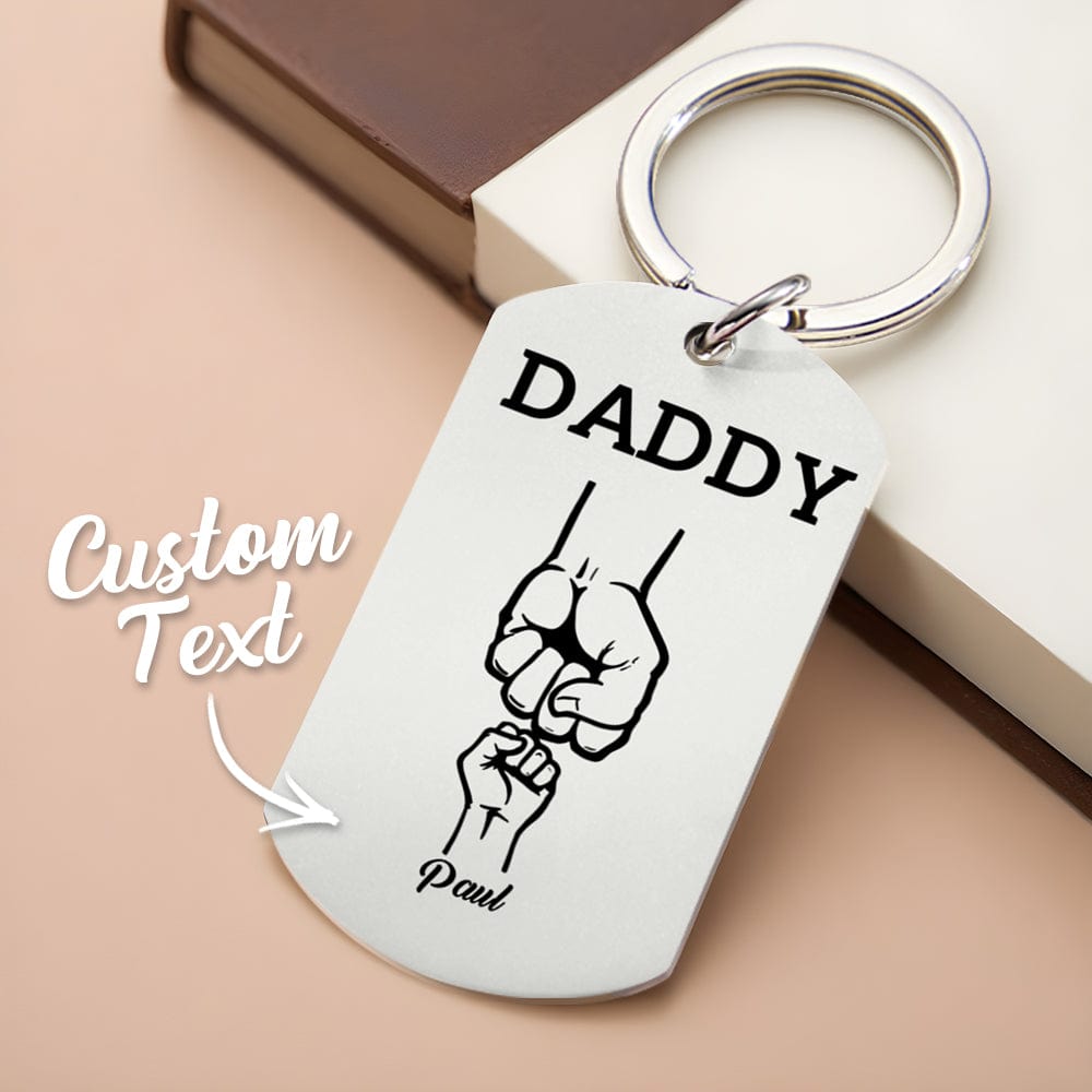 Custom Name Tag Keychain Best Dad Ever Gifts for Daddy Bump Keychain