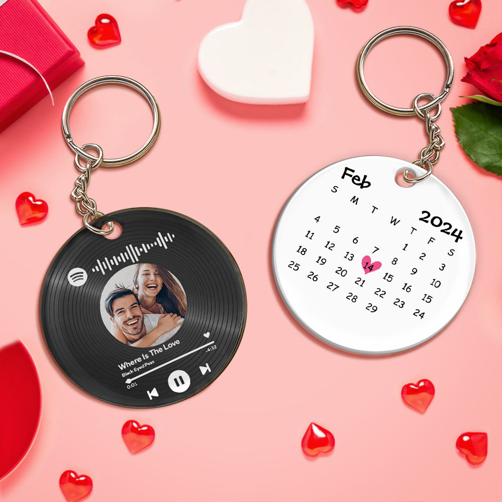 Mother's Day Gifts Custom Music Song Calendar Keychains Scannable Spotify Code Acrylic