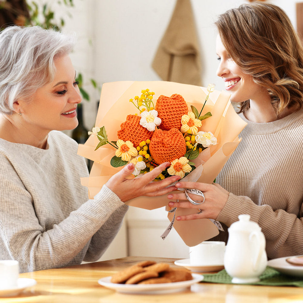 Mother's Day Gifts Crochet Flowers Bouquet Handmade Knitted Tulip Bouquet Gift for Her