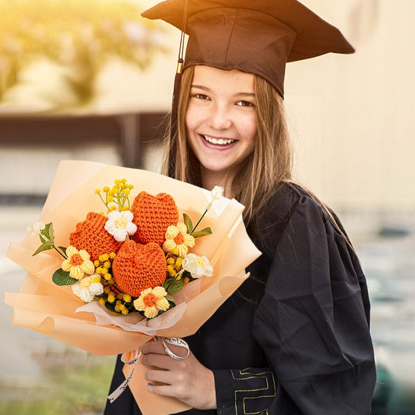 Crochet Flowers Bouquet Handmade Knitted Tulip Bouquet Graduation Gift for Her