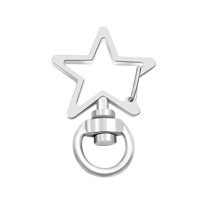 Star-Shaped Swivel Snap Hook Keychain Metal Spring Snap Key Ring Silver - 