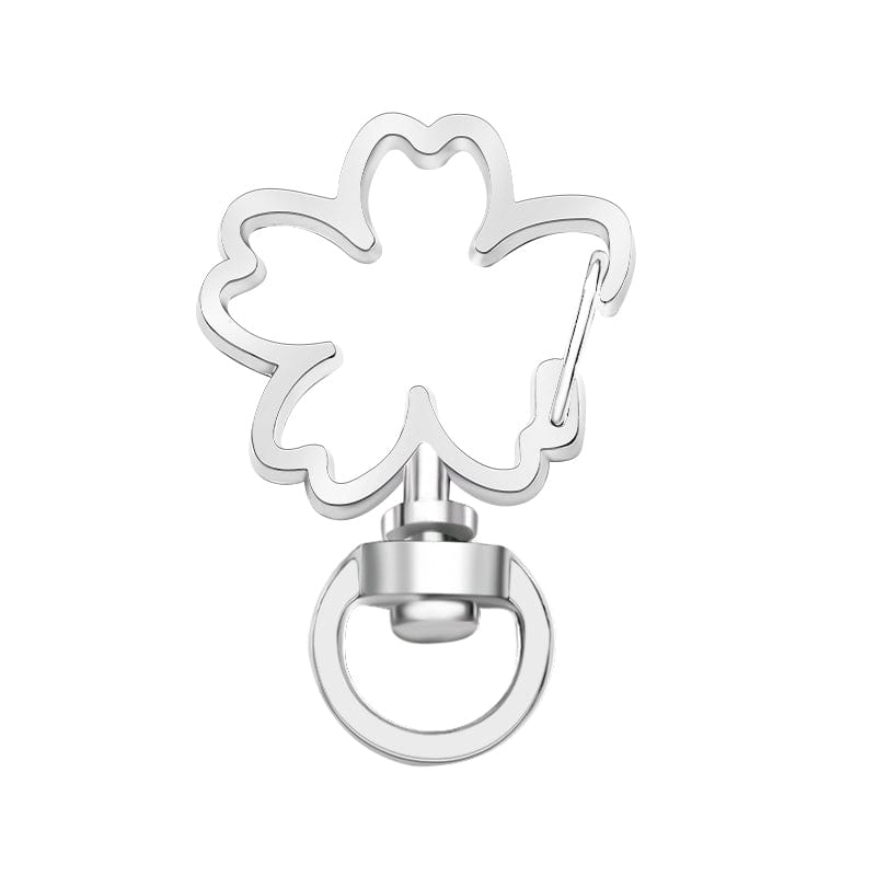 Cherry Blossoms Swivel Snap Hook Keychain Metal Spring Snap Key Ring Silver - 