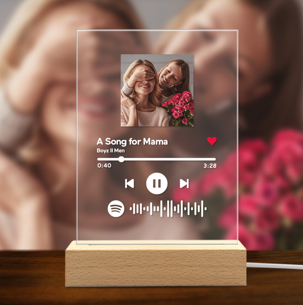 Mother's Day Spotify Plaque Night Lamp With Stand Custom Family Gifts for Mom