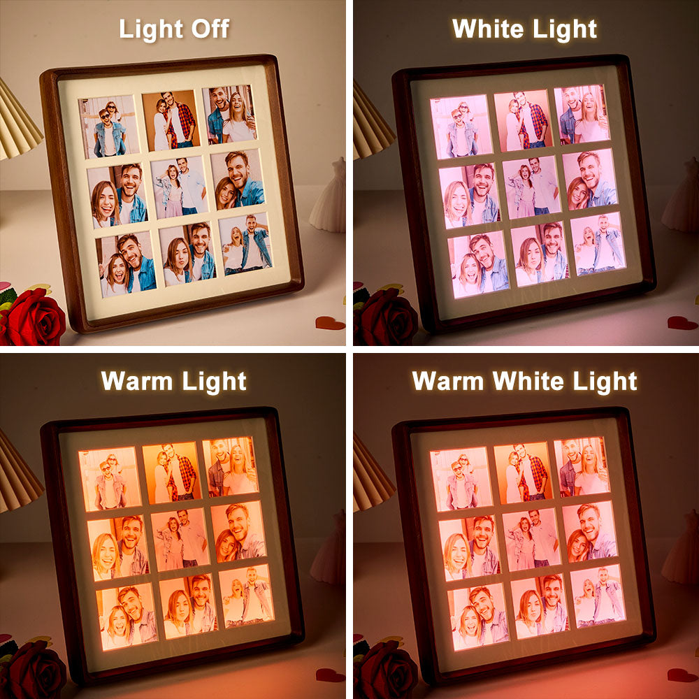 Personalized Photo Collage Photo Frame with Light Gift for Lover - GiftLabca