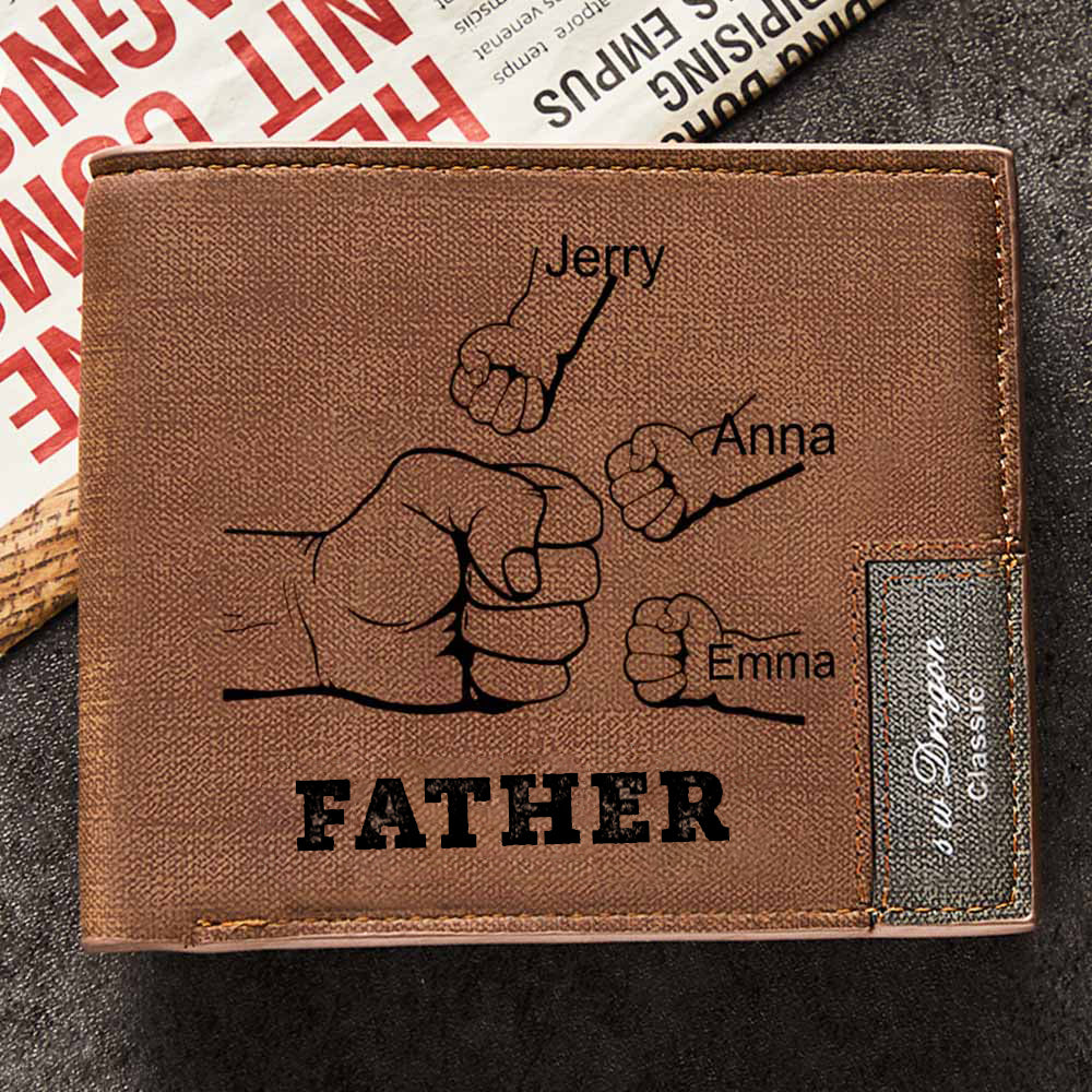 Father's Day Gifts Custom Wallet Personalized Fists Wallet Men's Bifold Wallet For Him