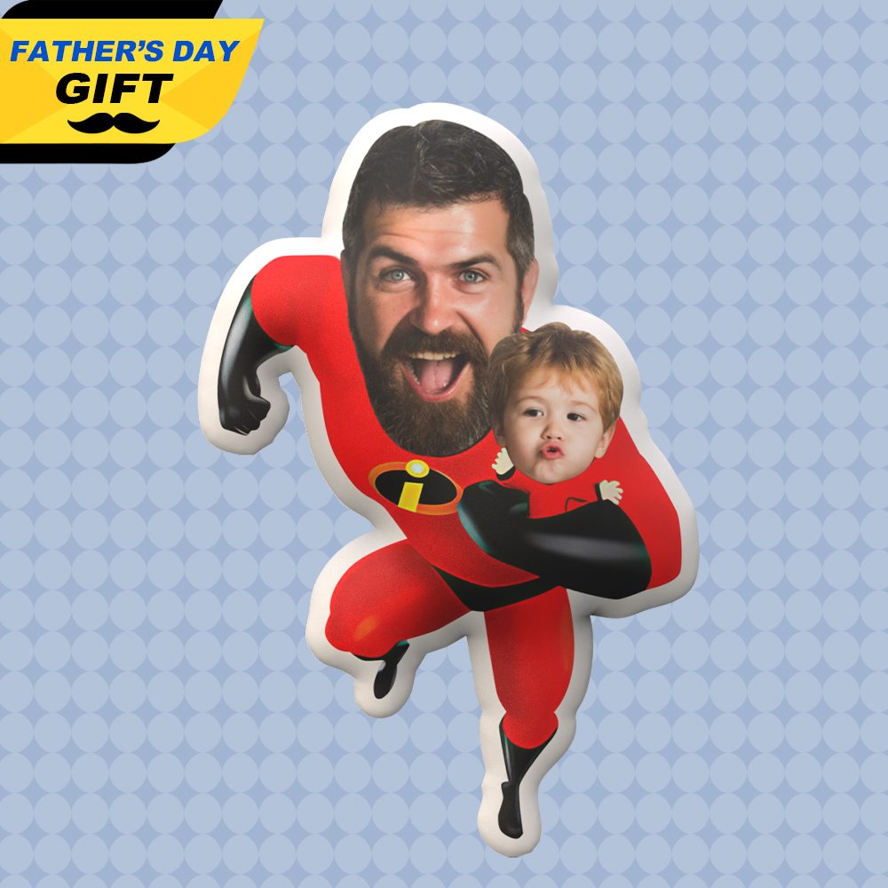 Father's Day Pillows Face Pillows Minime Pillow Gifts for Dad - Super Hero Daddy and Me