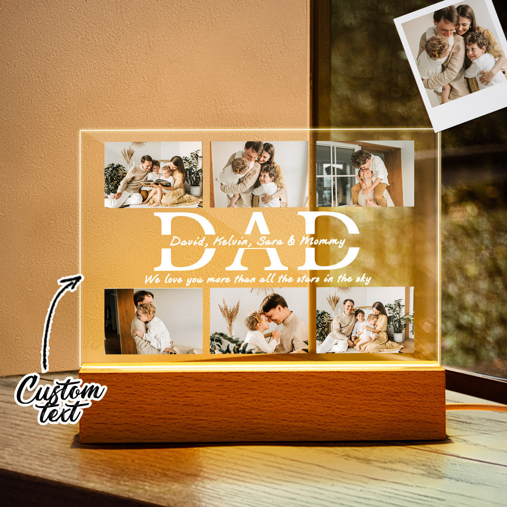 Father's Day Nightlight Custom Acrylic Photo Lamp Engraved Night Light