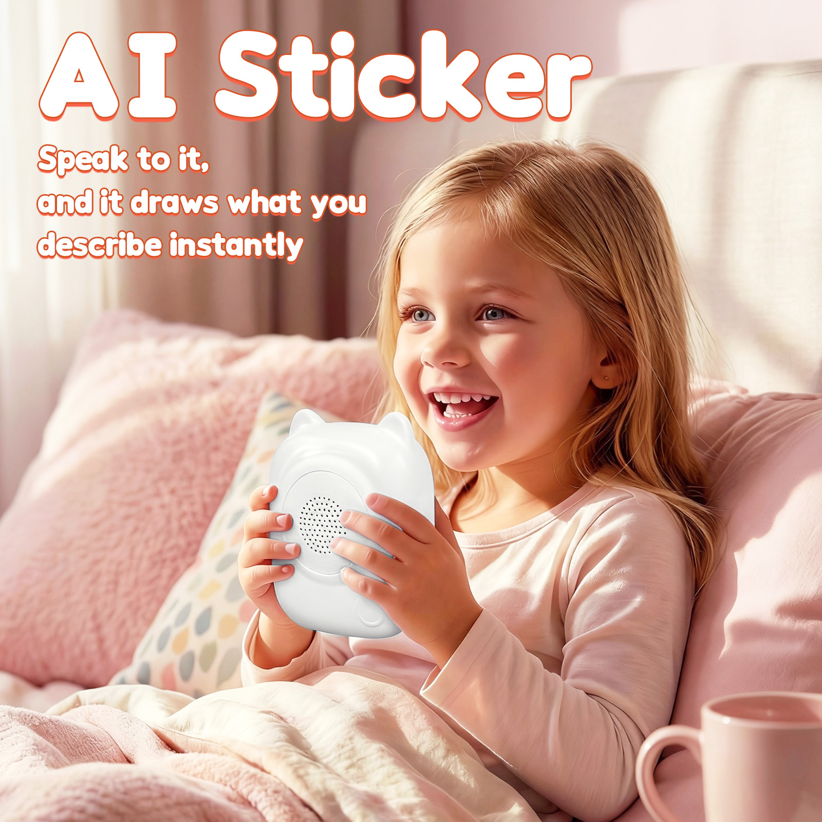 AI Sticker Voice-Activated Instant Drawing Toy - Speak & Create No Screen Custom Stickers for Kids