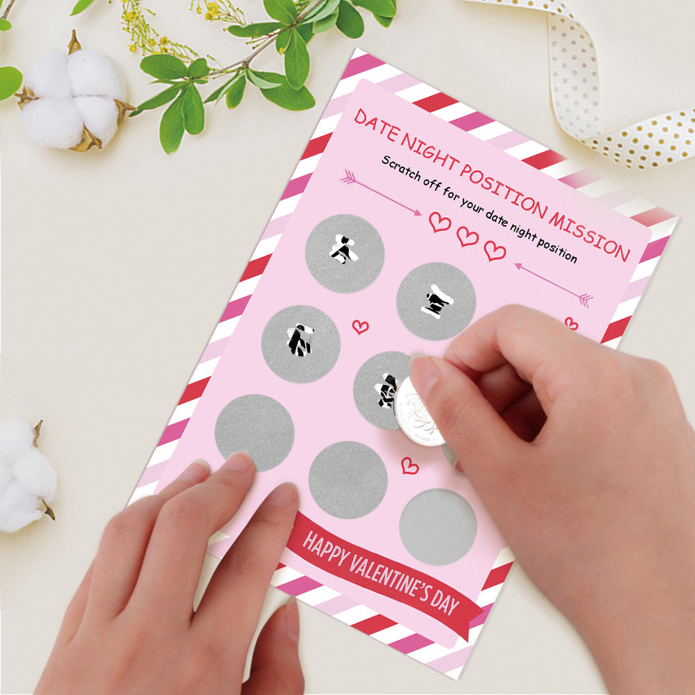 Valentine's Day Date Night Naughty Scratch Card Surprise Funny Position Scratch off Card