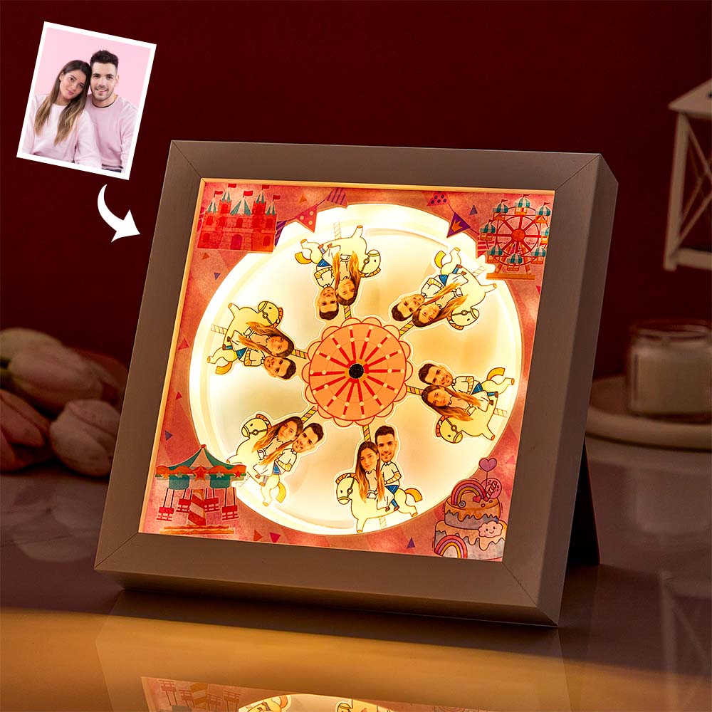 Custom Photo Ferris Wheel Couple Face Frame with Light Valentine's Gift